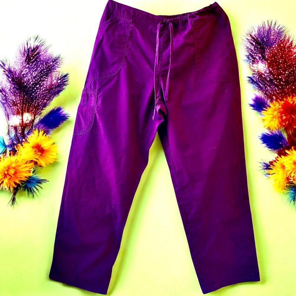 Scrubstar Scrub Pants Color Wine Straight Leg Womens Medium New *Altered*